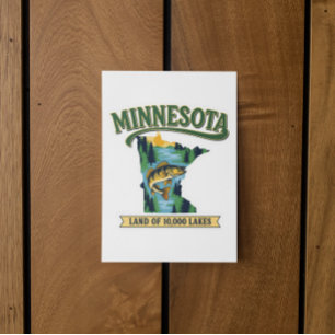 Vintage Minnesota Land of 10000 Lakes Map Postcard
