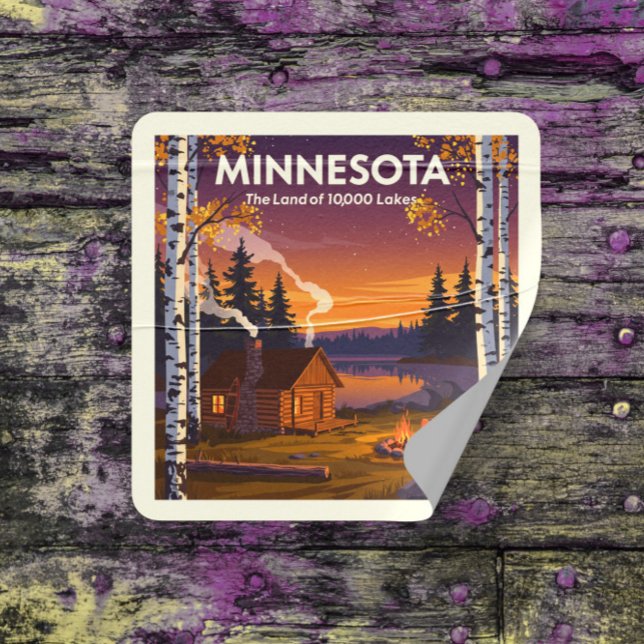 Vintage Minnesota Square Sticker (Creator Uploaded)