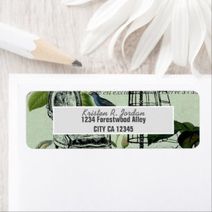 Vintage Mint French Pink Rose Paris Party Return Address Label