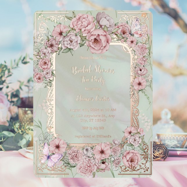 Vintage Mint Peony Bridal Shower Tea Party (Creator Uploaded)