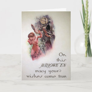 Vintage Mirror Attack Halloween Card