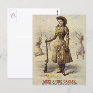 Vintage Miss Annie Oakley, Western Cowgirl Postcard