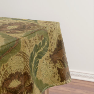 Vintage Mission Style Red Flower Blossoms Pattern Tablecloth