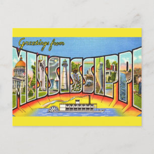 Vintage Mississippi Greetings  Postcard