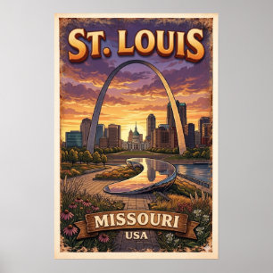 Vintage Missouri Gateway Arch Poster