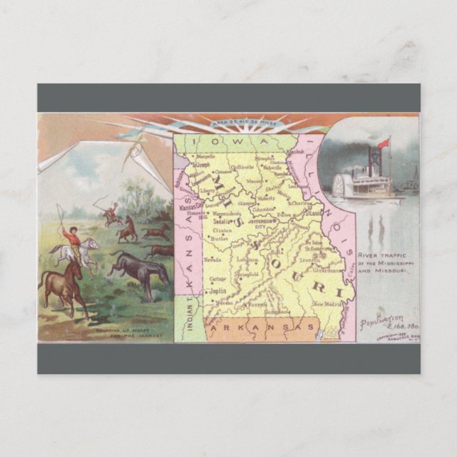 Vintage Missouri Map Postcard (Front)
