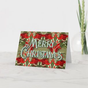 Vintage Mistletoe and HollyChristmas Greeting Card
