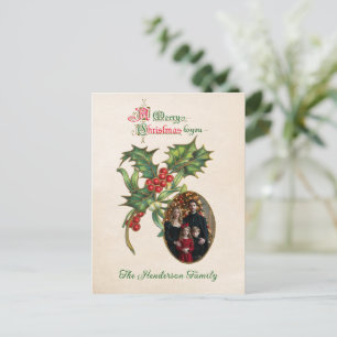 Vintage Mistletoe Ornament Photo Christmas Holiday Postcard