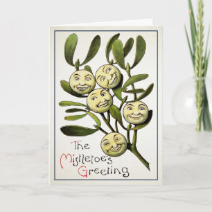 Vintage Mistletoes Greeting Christmas Card