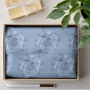 Vintage Misty Blue Roses Gift Decoupage Tissue Paper