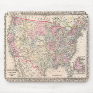 Vintage Mitchell Map of the United States (1866) Mouse Pad