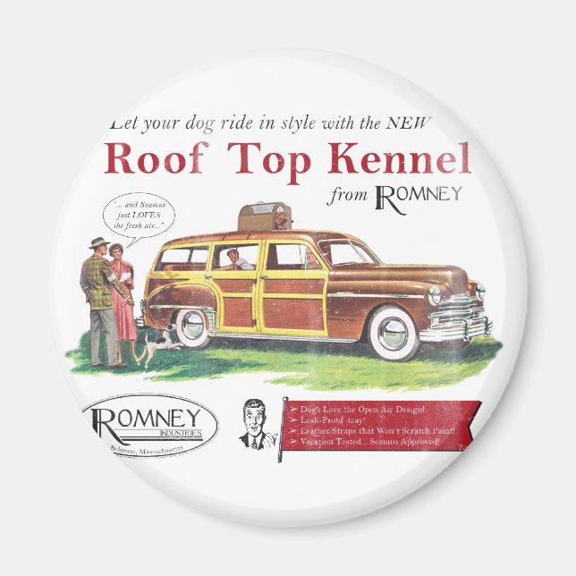 Vintage Mitt Romney Dog Retro Ad Magnet (Front)