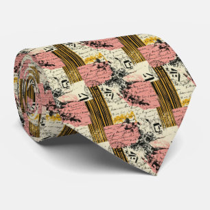 Vintage Mixed-Media Collage - Distressed Paper (2) Tie