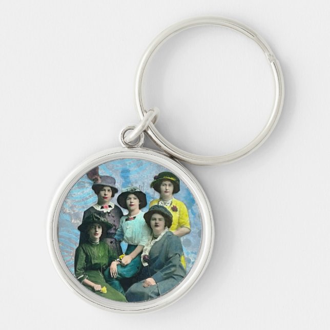 Vintage Mixed -Media Women keychain (Front)