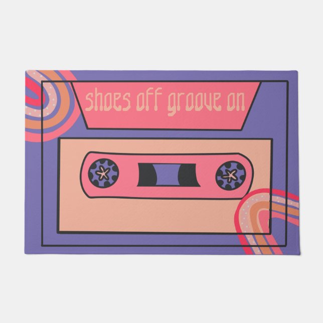 Vintage Mixed Tape Y2K Groovy Doormat (Front)