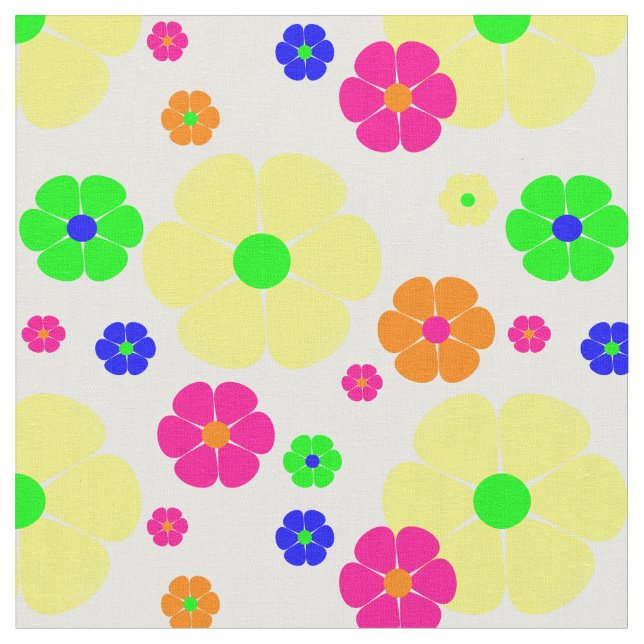vintage mod floral groovy fabric (Close Up)