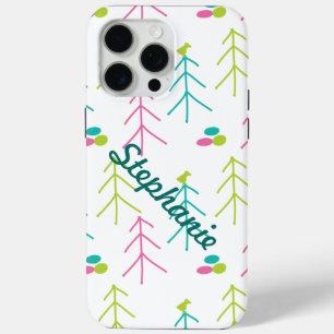 Vintage Modern Bicycle Bright Colour Neon Pattern iPhone 15 Pro Max Case