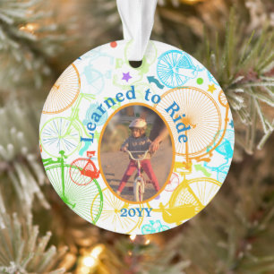 Vintage Modern Bicycle Bright Colour Neon Pattern Ornament