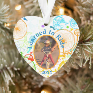 Vintage Modern Bicycle Bright Colour Neon Pattern Ornament