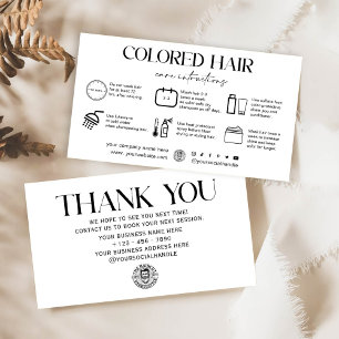 Vintage Modern Black And White Hair Thank You Discount Card