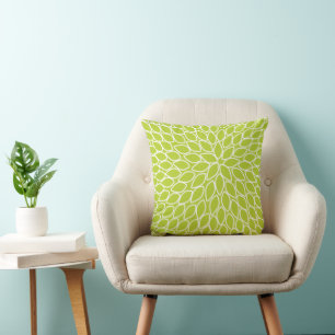Vintage Modern Chrysanthemum Green Pillow