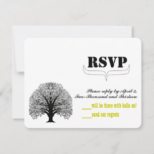 Vintage Modern Cute Swirl Tree Wedding RSVP