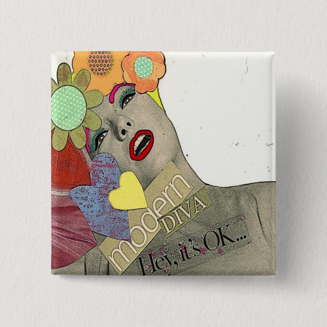 Vintage Modern Diva 15 Cm Square Badge (Front)