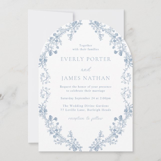 Vintage Modern Elegance Floral Arch Wedding Invitation (Front)