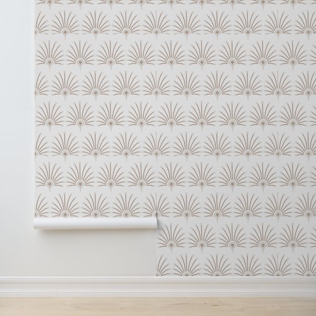Vintage Modern Fan Pattern Wallpaper (Application)