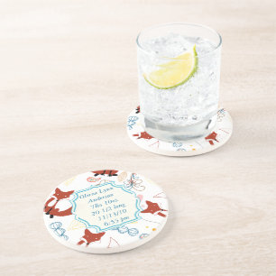 Vintage Modern Fox New Baby Stats Coasters
