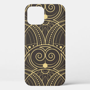 vintage modern geometric tiles pattern. golden lin iPhone 12 case