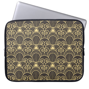 vintage modern geometric tiles pattern. golden lin laptop sleeve