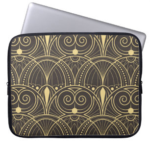 vintage modern geometric tiles pattern. golden lin laptop sleeve