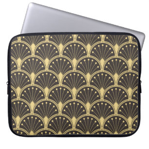 vintage modern geometric tiles pattern. golden lin laptop sleeve