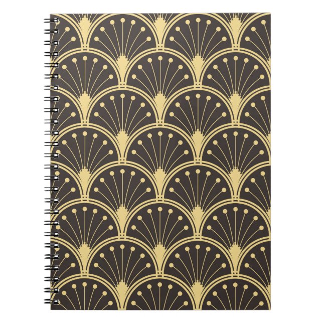vintage modern geometric tiles pattern. golden lin notebook (Front)