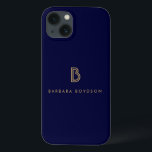 VINTAGE MODERN GOLD and NAVY INITIAL MONOGRAM LOGO iPhone 13 Case<br><div class="desc">Coordinates with the VINTAGE MODERN GOLD and NAVY INITIAL MONOGRAM LOGO Business Card Template by 1201AM. The stylised initial for your name becomes a classic,  modern logo on this luxe personalised iPhone case. © 1201AM CREATIVE</div>