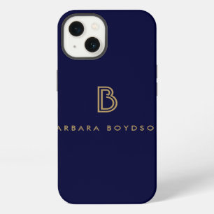 VINTAGE MODERN GOLD and NAVY INITIAL MONOGRAM LOGO iPhone Case