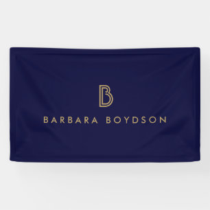 Vintage Modern Gold/Black Monogram Logo Banner