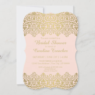 Vintage Modern Gold Lace Elegant Bridal Shower Invitation