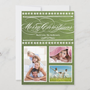 Vintage Modern Green Chalkboard Photo Card