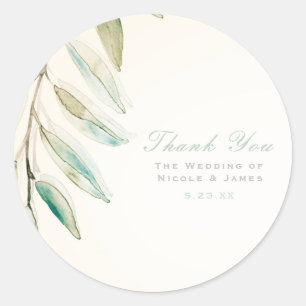Vintage Modern Greenery Eucalyptus Leaves Wedding Classic Round Sticker