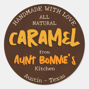 Vintage Modern Handmade Caramel From Your Kitchen  Classic Round Sticker