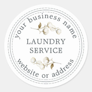 Vintage Modern Laundry Service Business Name Classic Round Sticker