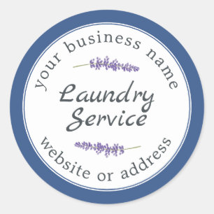 Vintage Modern Laundry Service Business Name Classic Round Sticker