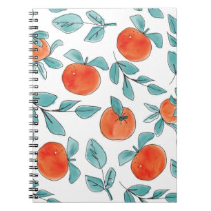 Vintage modern oranges fruit hand drawn illustrati notebook