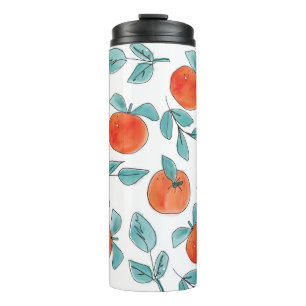 Vintage modern oranges fruit hand drawn illustrati thermal tumbler