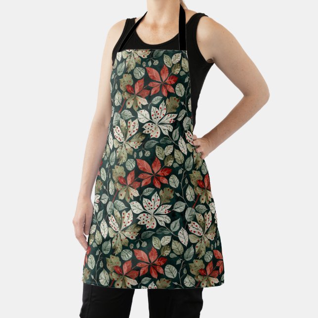 Vintage Modern Poinsettias Kitchen Towel Apron (Insitu)