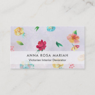 *~* Vintage Modern Rose Floral Pattern Watercolor Business Card