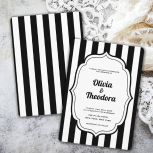 Vintage Modern Stripe Wedding Invitation