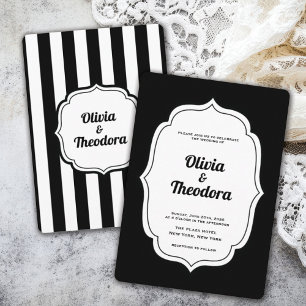 Vintage Modern Stripe wedding invitation